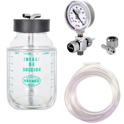 EQUIPO DE SUCCIÓN 1.78 LITROS CONEXIÓN ARAMED TAPA CON NIPLES